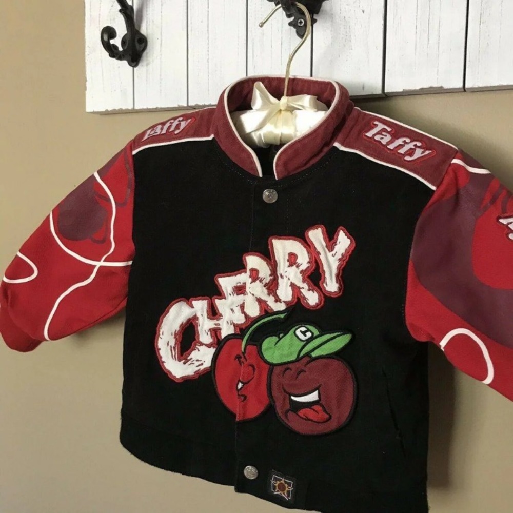 Vintage Toddler Laffy Taffy Jacket Denim Red Black